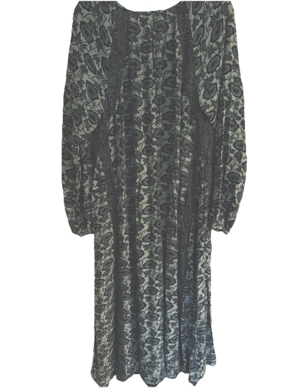 Knox Rose Dress Green Blue Floral Paisley Maxi Sz L Boho Cottagecore Flowy - Picture 5 of 10